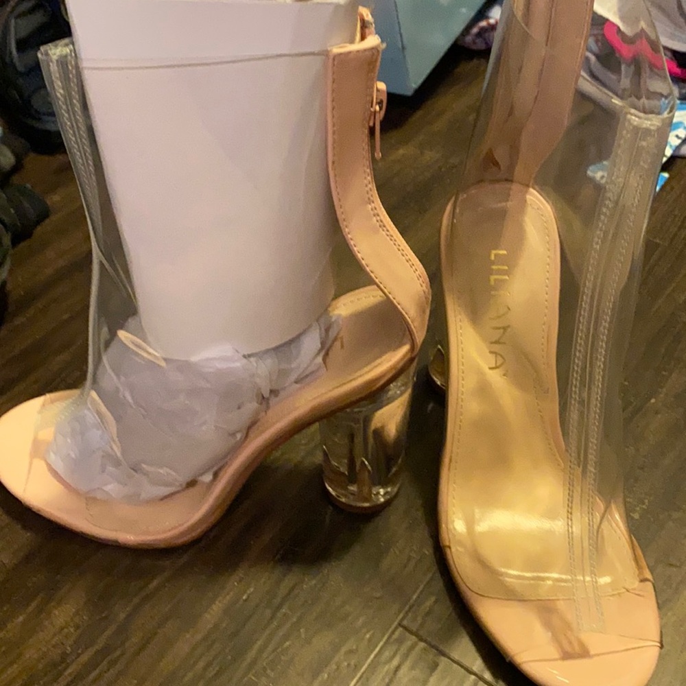 Liliana clear booties, size 6 1/2, New